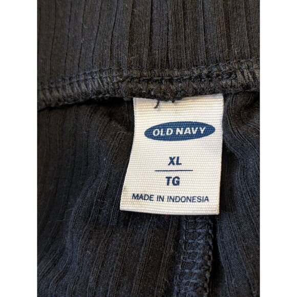 Old Navy Ribbed Wide Leg Pants Womens Size XL Black Flowy Pull On Stretch Comfy - Picture 3 of 4